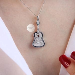 Sterling Silver Guitar Necklace: Dainty Musician Jewelry