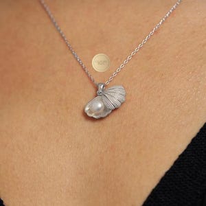 Silver Oyster Necklace, Oyster Pendant, Sea Shell Necklace, 925 Sterling Silver, 14k Gold Plated, Minimalist Jewelry