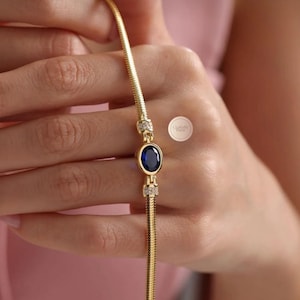 Blue Sapphire Silver Bracelet, Sapphire Birthstone, Dainty Sapphire Bracelet, Gifts For Her, 925 Sterling Silver, Birthstone Bracelet