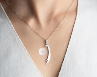 925 Sterling Silver Zulfiqar Necklace, Muslim Jewelry, Zulfikar Pendant, Silver Jewelry, Gift for Her