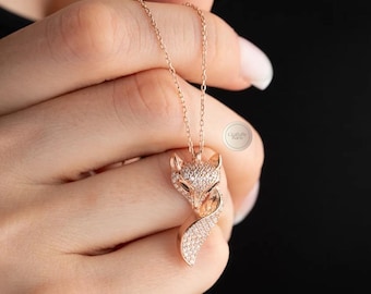 Silver Fox Necklace, Dainty Fox Pendant, 925 Sterling Silver, Animal Jewelry, Animal Lover Jewelry, Gift for Her