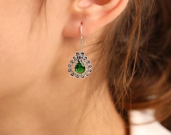 Silver Filigree Earrings, Turkish Filigree Earrings, 925 Sterling Silver Filigree Jewelry, Gift for Her