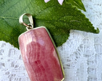 Rhodochrosite Rectangle Pendant - 1.25 inches