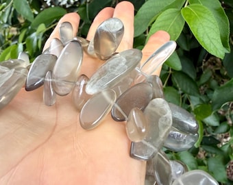 Gray Moonstone 16-inch Side Drilled Pebble Beads
