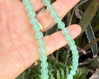 Chrysoprase Gemstone Necklace, Round 6 mm Chrysoprase Beads