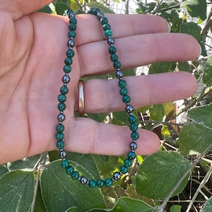 Malachite with Hematite Gemstone Necklace