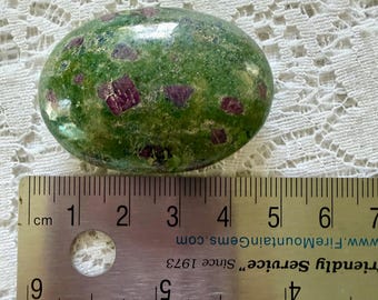 Ruby Zoisite Palm Stone, Polished Ruby Zoisite 1.75 inches