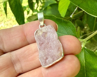 Morganite Pendant — 1.25 inches, Rough & Raw