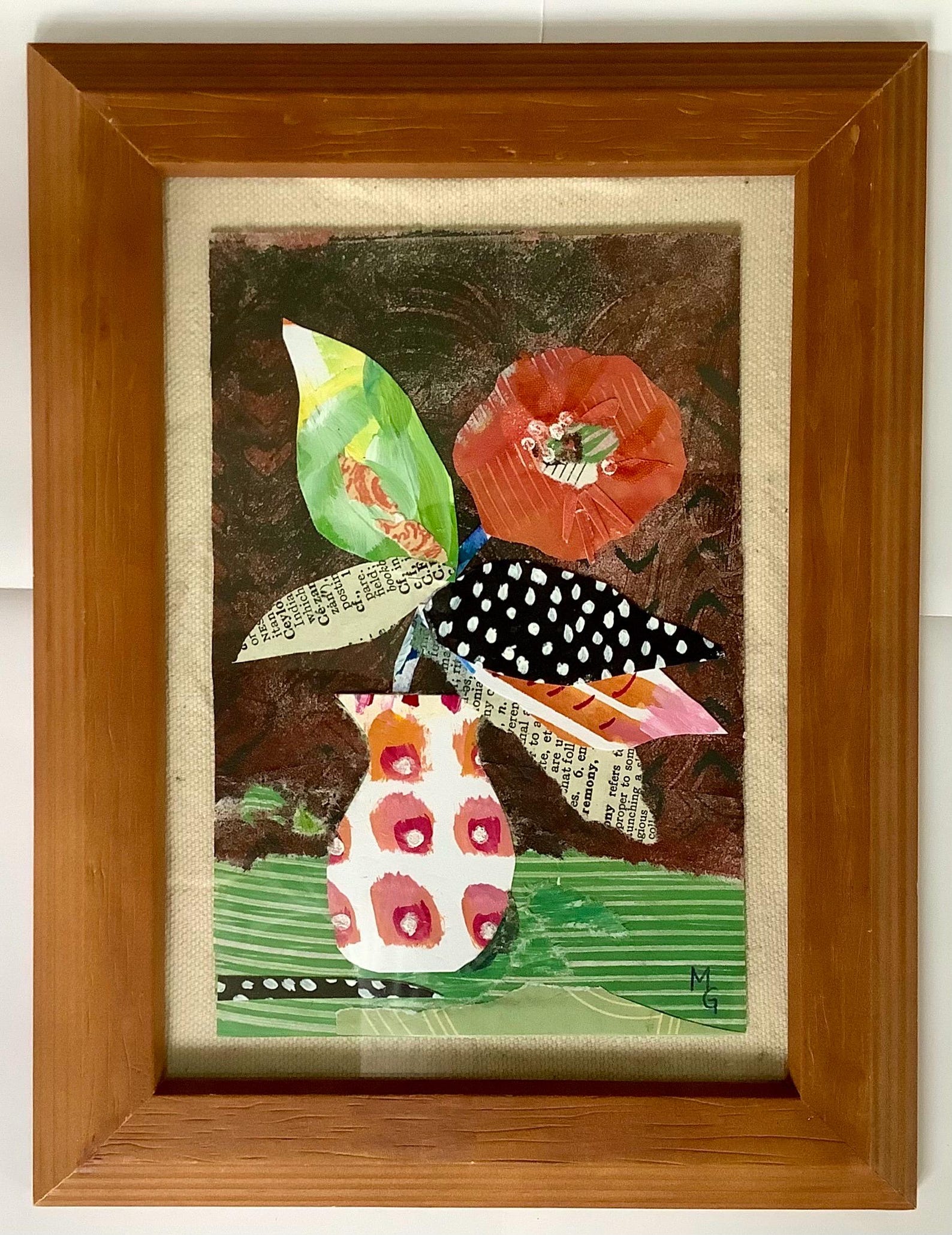 Abstract Flower Collage Art, Orange Poppy, Mixed Media (4x6) - Etsy