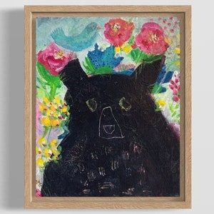 Black Bear Art, Animal Painting, Abstract Bear Painting, Animal Art, Bear Painting, Gift for Animal Lover, Baby Gift, Bear Gift, Nursery Art
