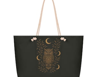 Owl Design Polyester Weekender Bag Travel Tote Bag for Her