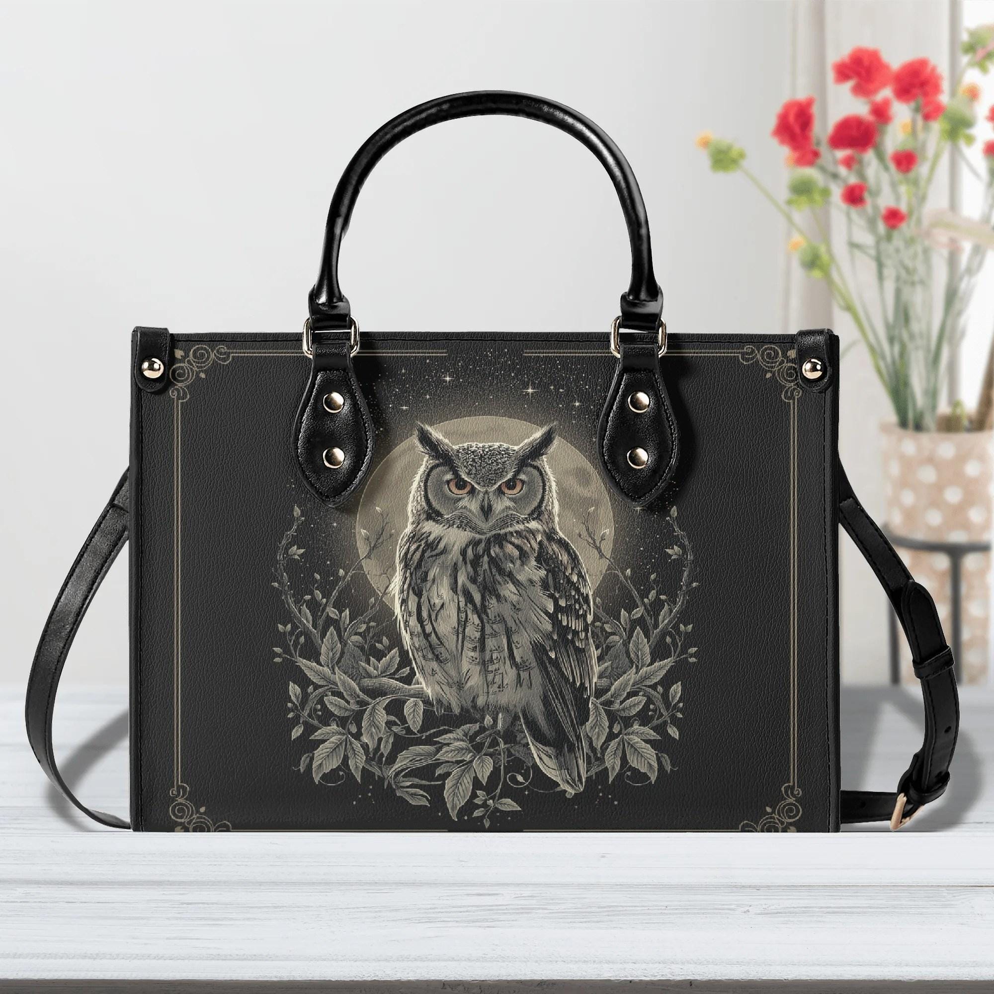 Mystic Bags Mystic Bags Celestial Mystic style with ethereal glow Mystic Owl with Moon PU Leather Ha