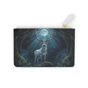 Mini bolsa clutch Celestial Whitetail Stag - Acessório de moda simbólico - Presente para entusiastas da natureza - Bolsas de empoderamento da natureza
