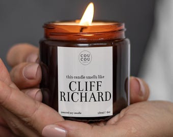 Smells Like Cliff Richard Candle, Gift For Music Lover, Luxury Soy Wax