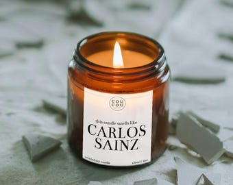 Smells Like Carlos Sainz Candle, Formula One Gift, F1, Luxury Soy Wax