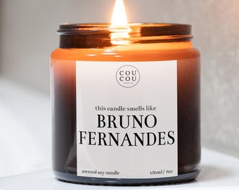Man United Gifts, Bruno Fernandes Candle, Football Stocking Filler