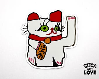 Beckoning Cat Sticker Maneki-neko designed by SEBBY