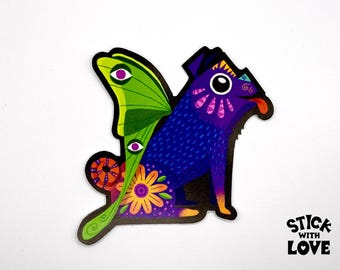 Pug Dog Alebrije Sticker, Luna Moth Wings