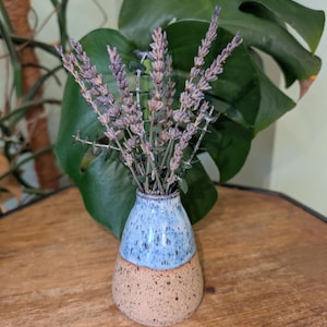 Handmade ceramic blue handmade vase with dried flowers
