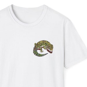 Leopard Gecko Pocket Pet T-Shirt, Reptile Lover Tee, Animal Graphic Top, Cute Lizard Shirt, Gecko Owner Gift