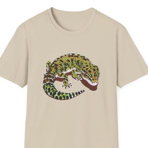 Leopard Gecko Unisex Softstyle T-Shirt, Reptile Lover Tee, Animal Graphic Shirt, Gecko Owner Gift, Nature Print Top