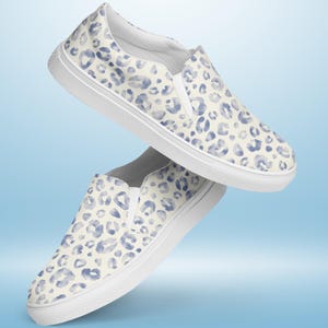 Blue Leopard Print Slip On Shoes for Women - Stylish Leopard Print Sneakers - Canvas Flats - Trendy Leopard Slip Ons - Animal Print Shoes