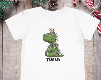 Weihnachtsshirt mit Baum-Rex-Motiv für Kleinkinder | Niedliches Dinosaurier-Weihnachtsshirt | Festliches Dino-Shirt für Kleinkinder | Weihnachtsoutfit für Kinder | Lustiges Baum-Rex-Shirt