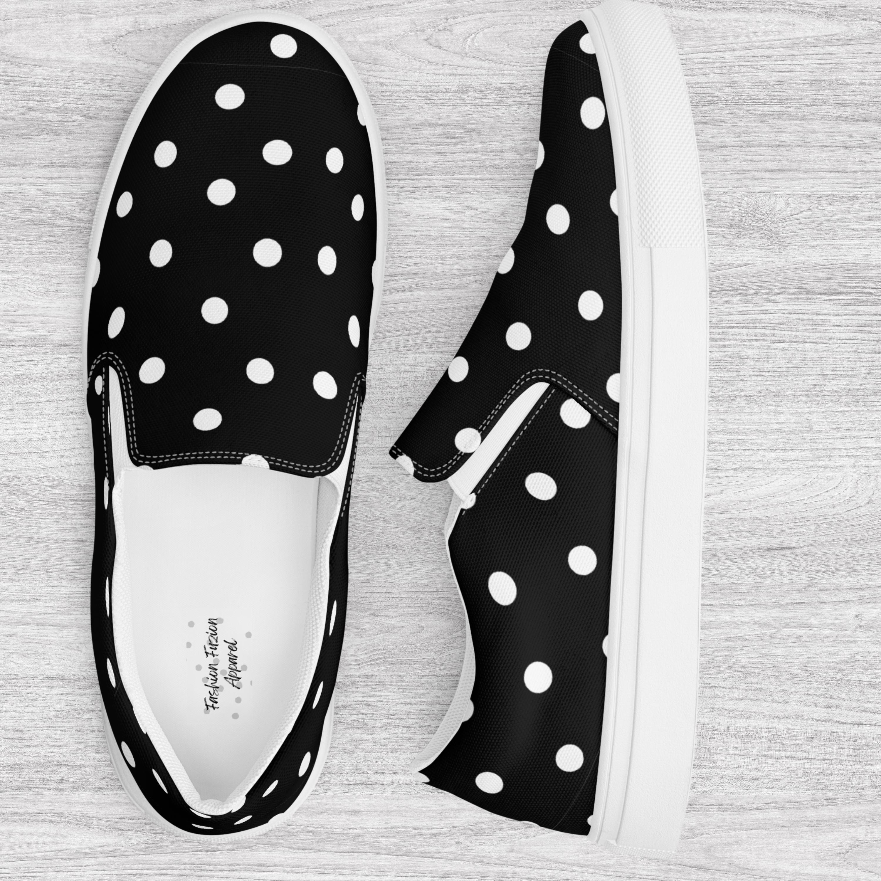 Black White Polka Dot Slip on Shoes for Women | Casual  display picture 1