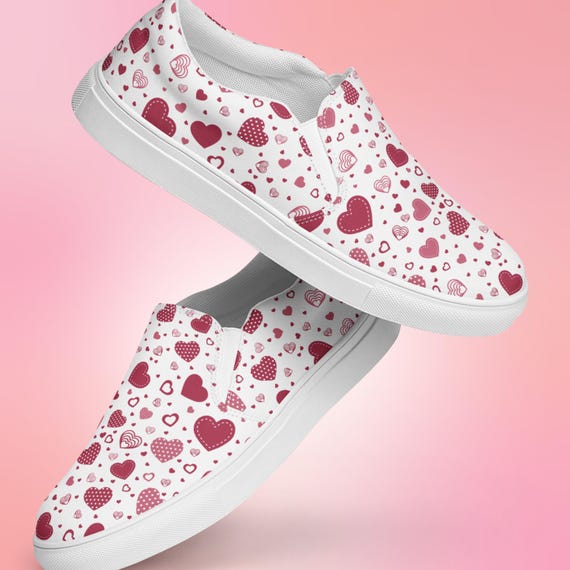 Heart Slip-On Womens Colorful Heart Slip on Shoes, Fun Valentines Day  main image 4