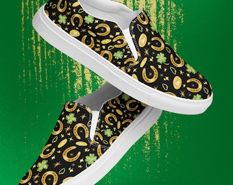 Glücksbringer Slip On Schuhe für Damen | St Patricks Day Canvas Sneakers |Festlicher Casual Style | Irische Feiertags-Schuhe