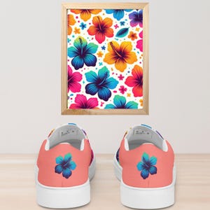 Tropische Slipper aus Canvas für Damen | Sommer-Sneaker mit Hibiskusblütenmuster | Bunte Strandschuhe | Leichte Urlaubsschuhe Bild 9