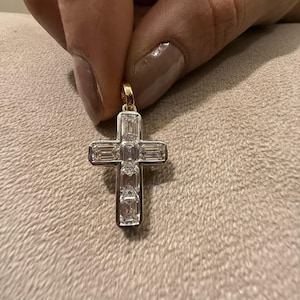 Iced Out Moissanite Cross Pendant for Men, VVS Custom Bling Necklace in 925 Silver, Diamond Tester Pass, Hip Hop Jewelry Gift