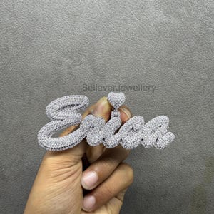 Pingente de moissanita com letra personalizada, pingente inicial de hip hop com gelo, colar com número personalizado, joia brilhante para homens