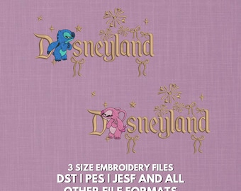 Paquete de diseños de bordado Ohana Disneyland / Bordado inspirado en ángulos de puntada para niño y niña / Bordado de vacaciones familiares