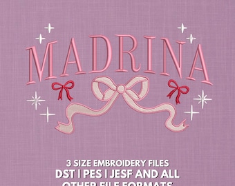 Diseño de bordado de madrina / Lazo de madrina, estrellas (Descarga digital)