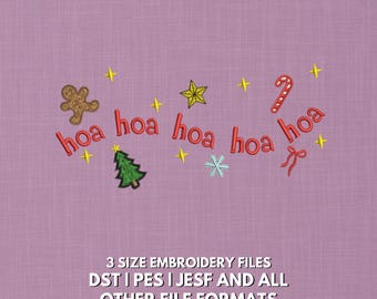 Diseño de bordado navideño "Hoa Hoa" (descarga digital)