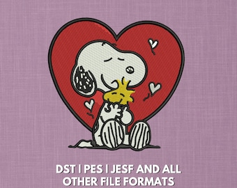 Snoopy Love Embroidery Designs Hearts Pes Machine Pattern