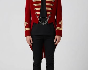 Chaqueta Ringmaster para hombre. Nueva chaqueta Ringmaster roja unisex hecha a mano.