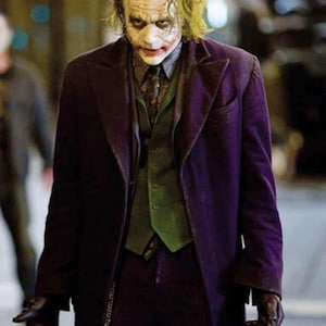 Handmade Joker Cosplay Wool Overcoat: Heath Ledger Dark Knight Style