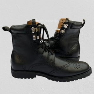 Schotse kiltlaarzen Handgemaakte zwarte leren ghillie brogues lange schoenen Highland heren bruiloft lange kiltlaarzen