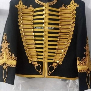 Hussar Tunic Napoleonic Pelisse Jimi Hendrix Military Uniform hussar dolman Jacket In Various Colors, Men&#39;s black Hussar Jacket