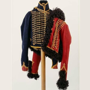 Men&#39;s Napoleonic Hussar uniform  Drummer Hussar jackets, Tunic Pelisse military Jacket red, Hussar Dolman Jackets Steampunk Military Jacket