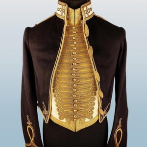 Men&#39;s Hussar Jacket: Napoleonic Military Uniform, Gold Braid Trim
