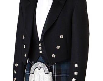 Handmade Prince Charlie Kilt Jacket: Scottish Wool Wedding Jacket