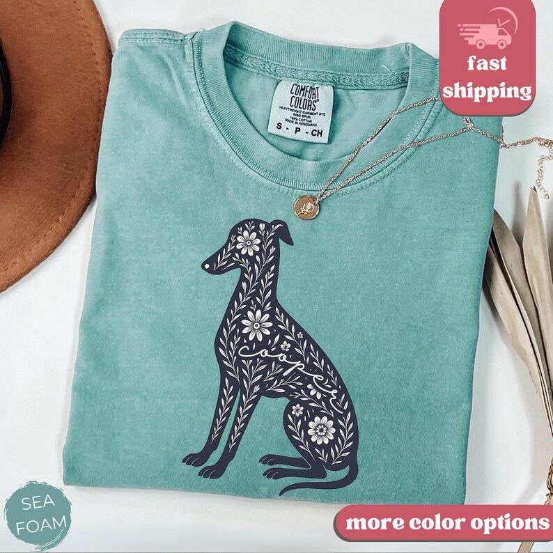 Greyhound Mom Custom Shirt Vintage Whippet Dog Tshirt Funny Dog Tee Chinoiserie Iggy Dog Mama Shirt Personalized Dog Name Gift Dog Lovers image 3