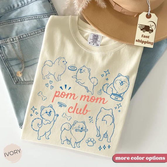 Comfort Colors Pom Mom Club Shirt Pomeranian Lovers Tee Dog Mama Shirt Pet Mom Tshirt Pom Owners Funny Shirt Fur Mama Tee Dog Person Gifts