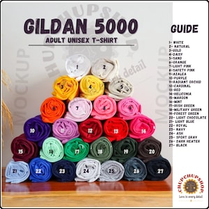 Gildan 5000 Color Chart, Unisex Cotton Tshirt Color Chart, Multiple Colors Chart, Gildan 5000 Colors, Color Chart GIldan 5000 Tees