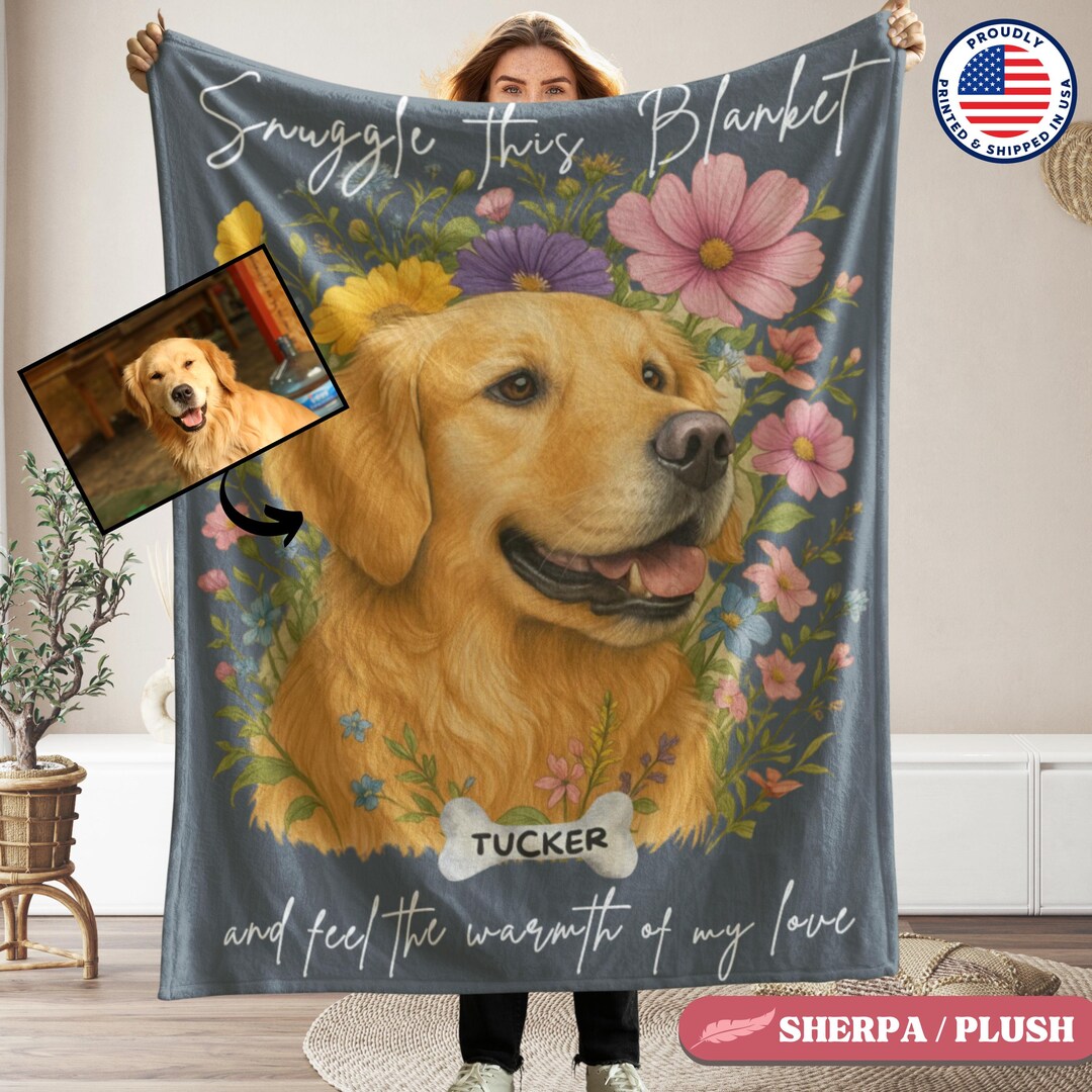 Custom Dog Memorial Photo Blanket Personalized Dog Loss Memory Gift Dog ...