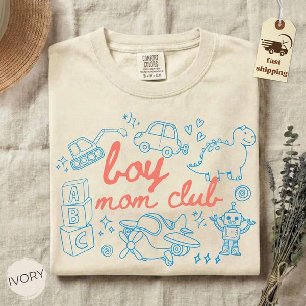 Comfort Colors Boy Mom Club Shirt First Time Mom Mother's Day Gift Mama Shirt Mom of Boys Tee Trendy Mama Sweater New Boy Mom Gift Pregnancy