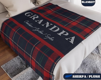Custom Grandpa Blanket Personalized Blanket Name Blanket Gift for Grandad Dad Grandpa Name Blanket Personalized Grandpa Gift Family Name